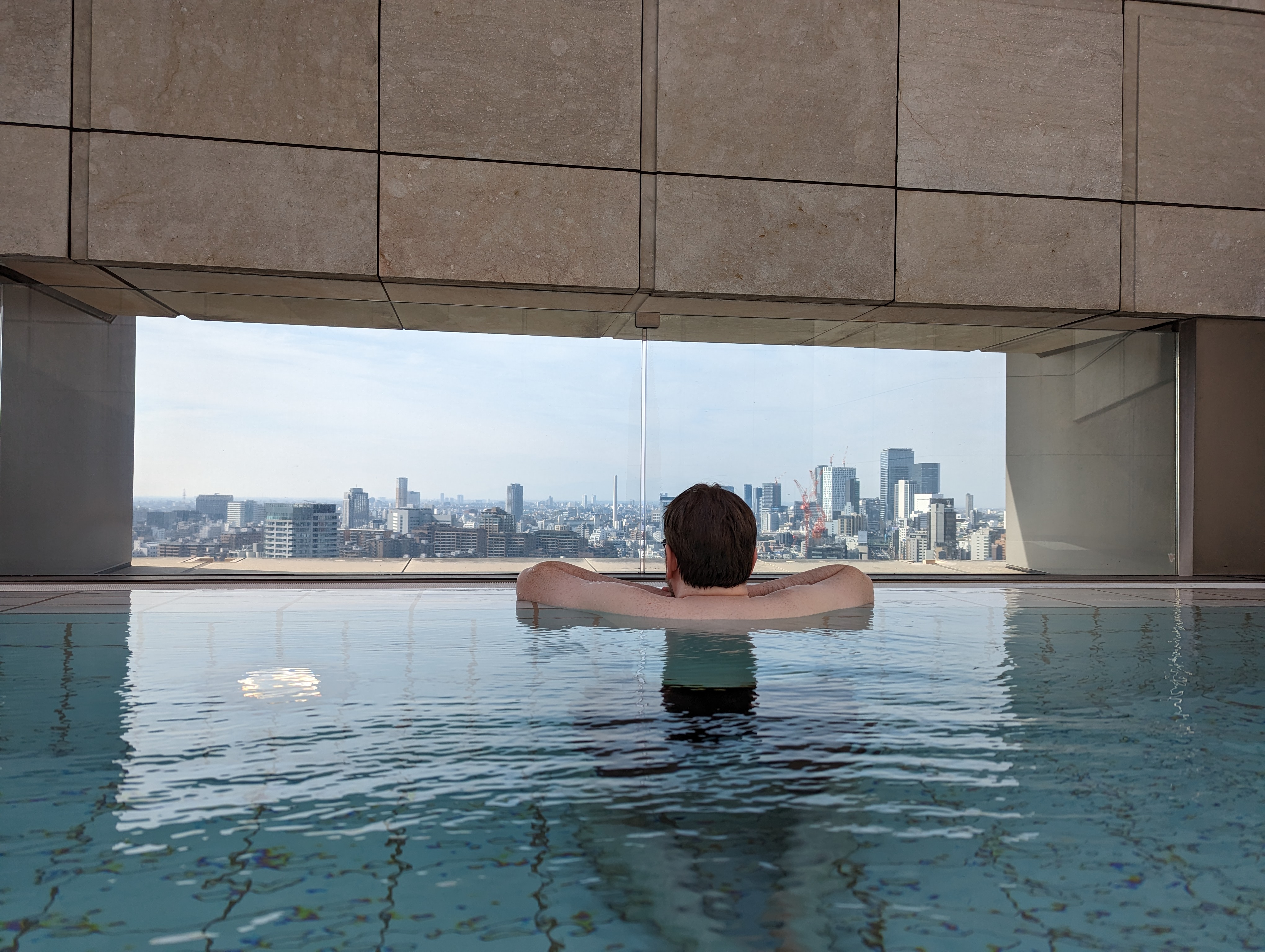 Rooftop pool view in the city
